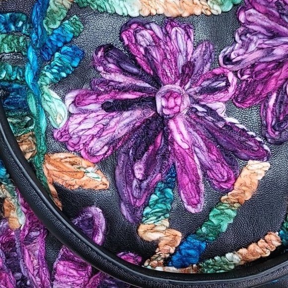 Clever Carriage Company Floral Embroidered Leather Satchel & Wristlet - Picture 5 of 8